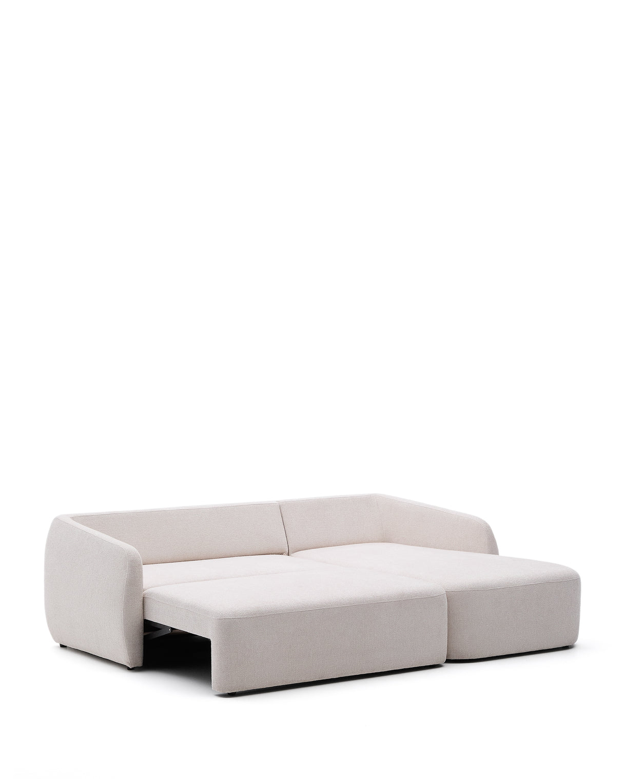 Schlafsofa Laira 3-Sitzer in Chenille mit Chaiselongue rechts ecru 246 cm FSC Mix Credit - ZEN ZONE Furniture