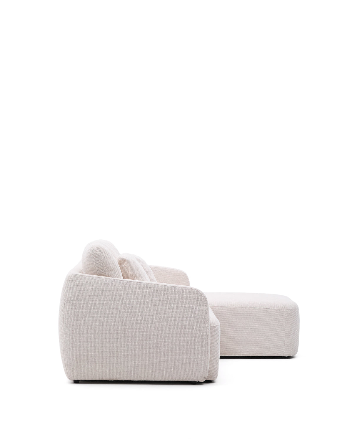 Schlafsofa Laira 3-Sitzer in Chenille mit Chaiselongue rechts ecru 246 cm FSC Mix Credit - ZEN ZONE Furniture
