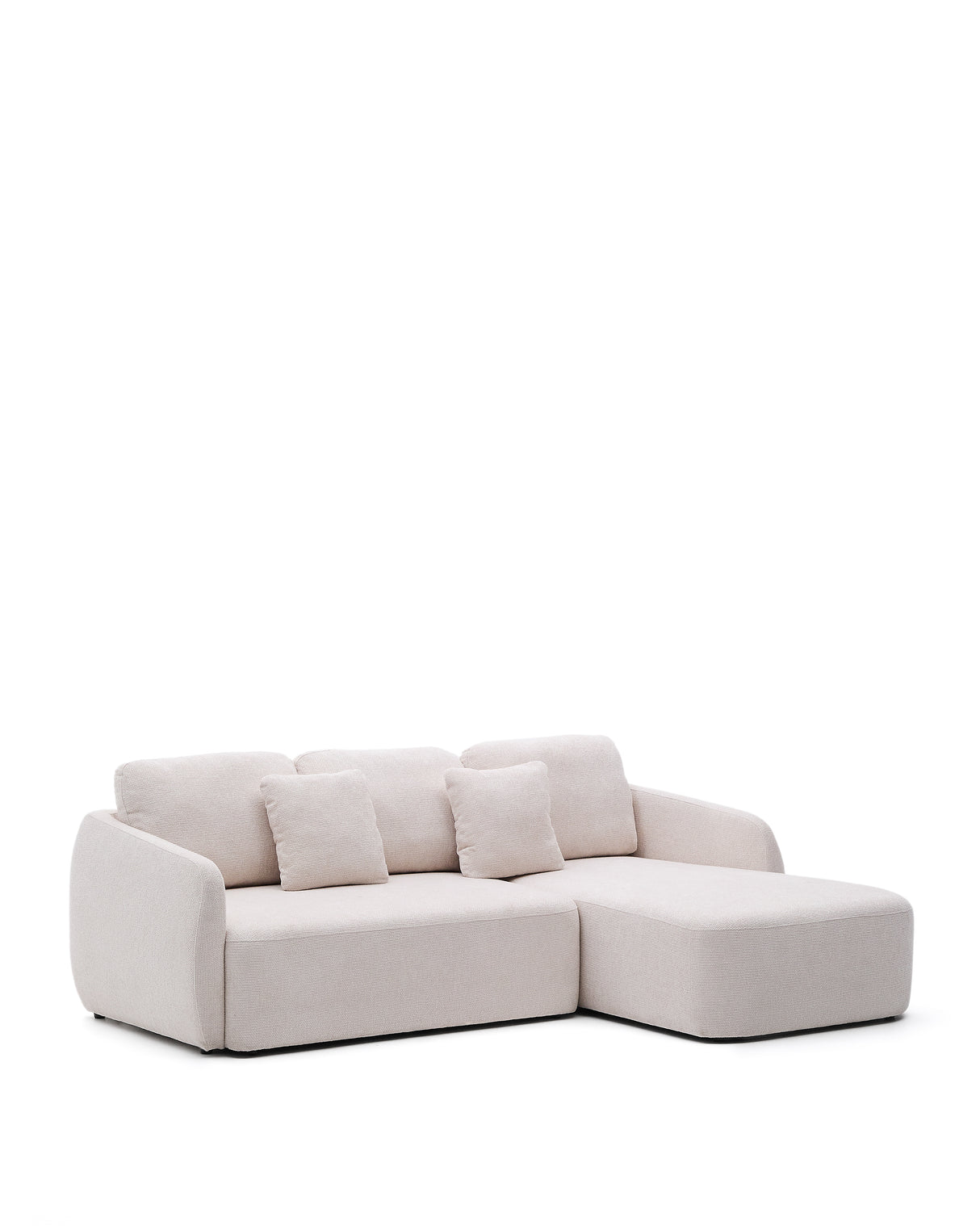 Schlafsofa Laira 3-Sitzer in Chenille mit Chaiselongue rechts ecru 246 cm FSC Mix Credit - ZEN ZONE Furniture