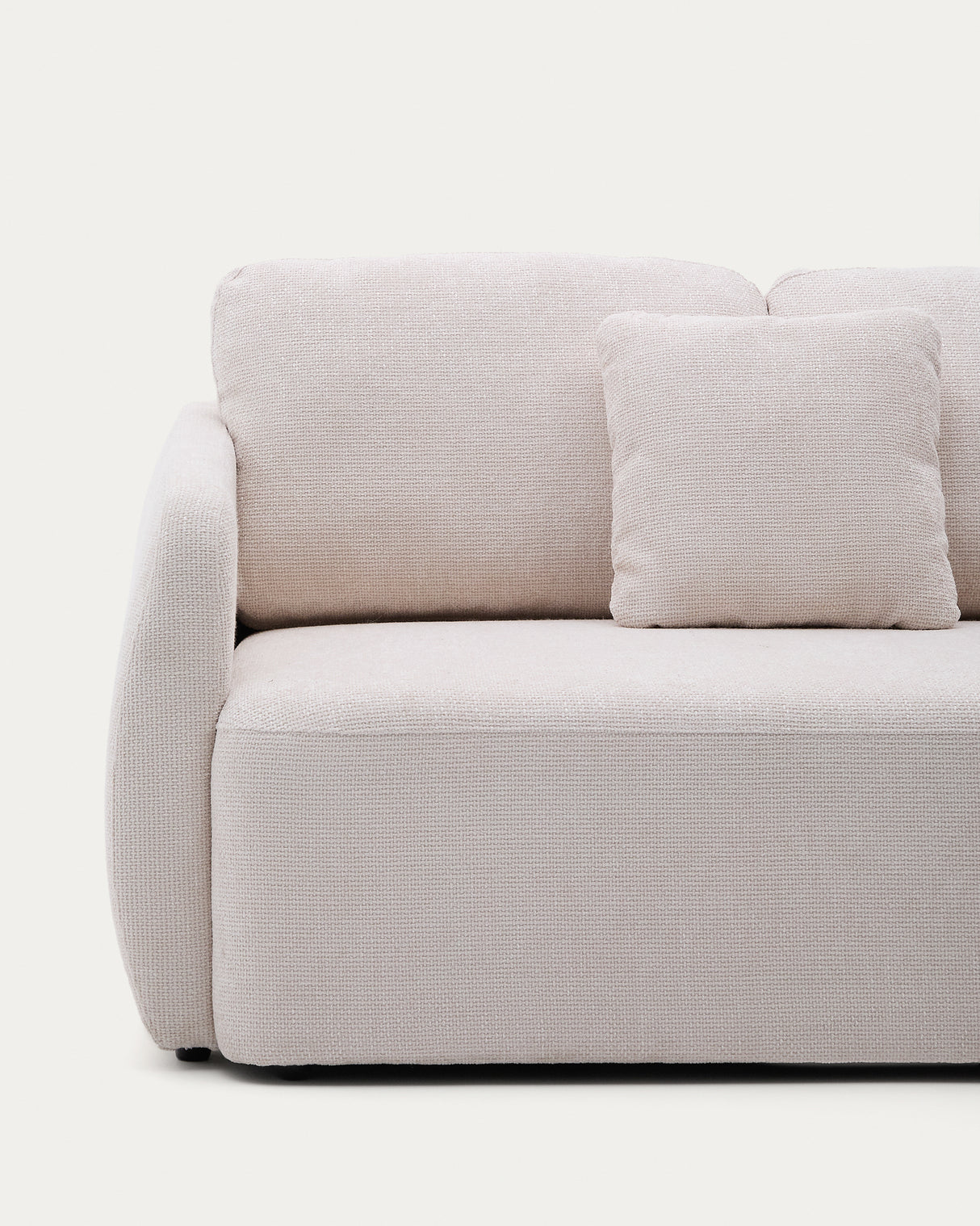 Schlafsofa Laira 3-Sitzer in Chenille mit Chaiselongue rechts ecru 246 cm FSC Mix Credit - ZEN ZONE Furniture