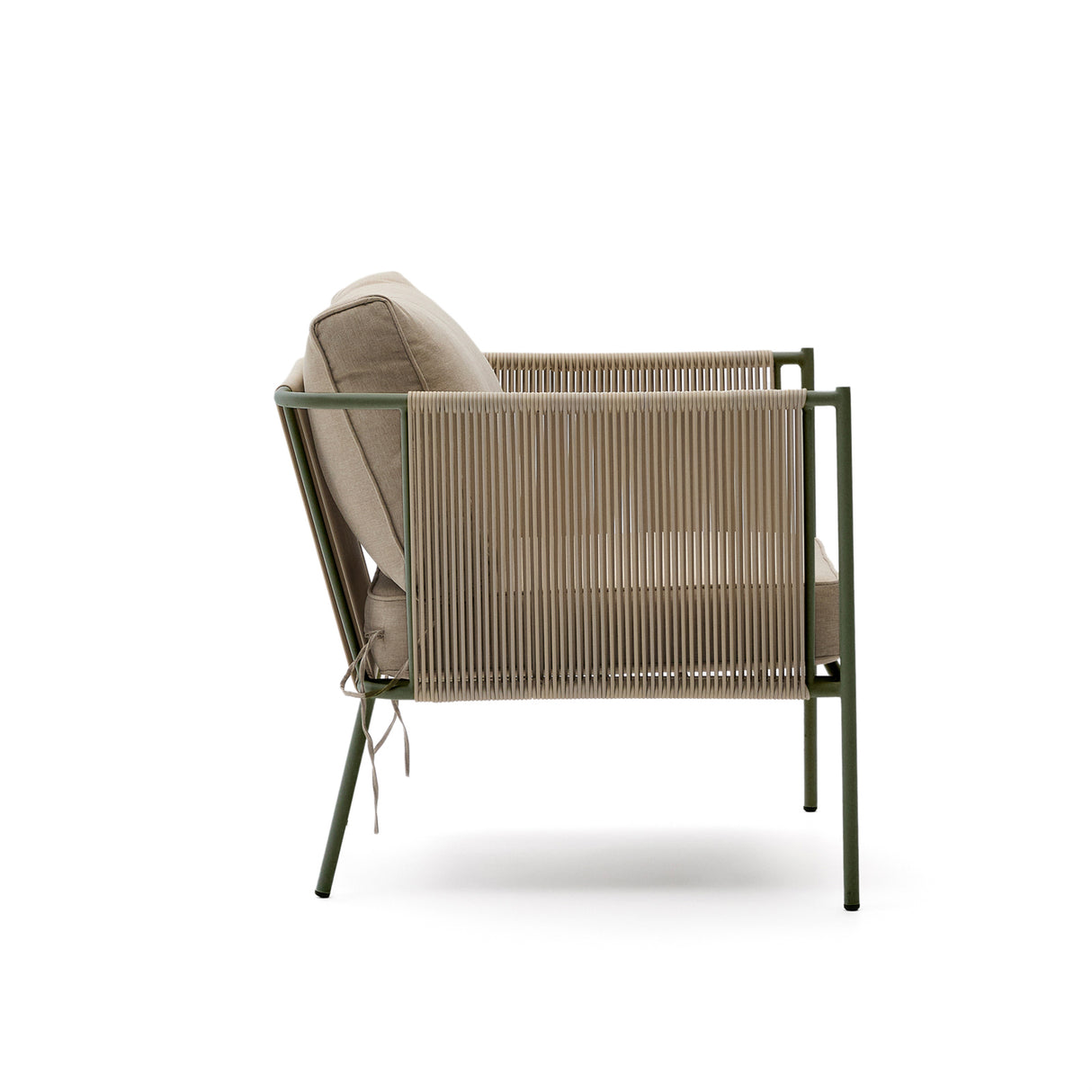 Outdoor-Sessel Zivia aus écrufarbenem Seil und grün verzinktem Stahl - ZEN ZONE Furniture