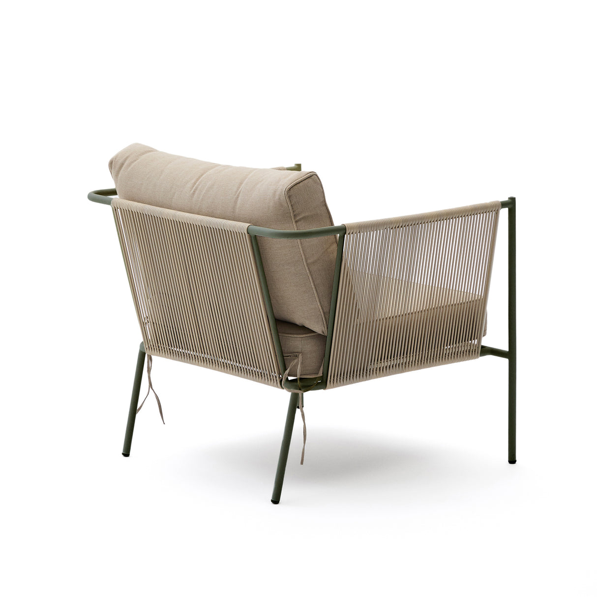 Outdoor-Sessel Zivia aus écrufarbenem Seil und grün verzinktem Stahl - ZEN ZONE Furniture