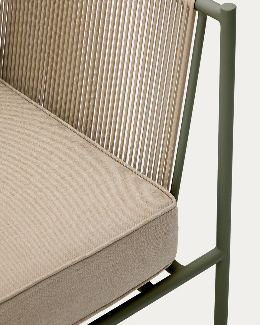 Outdoor-Sessel Zivia aus écrufarbenem Seil und grün verzinktem Stahl - ZEN ZONE Furniture