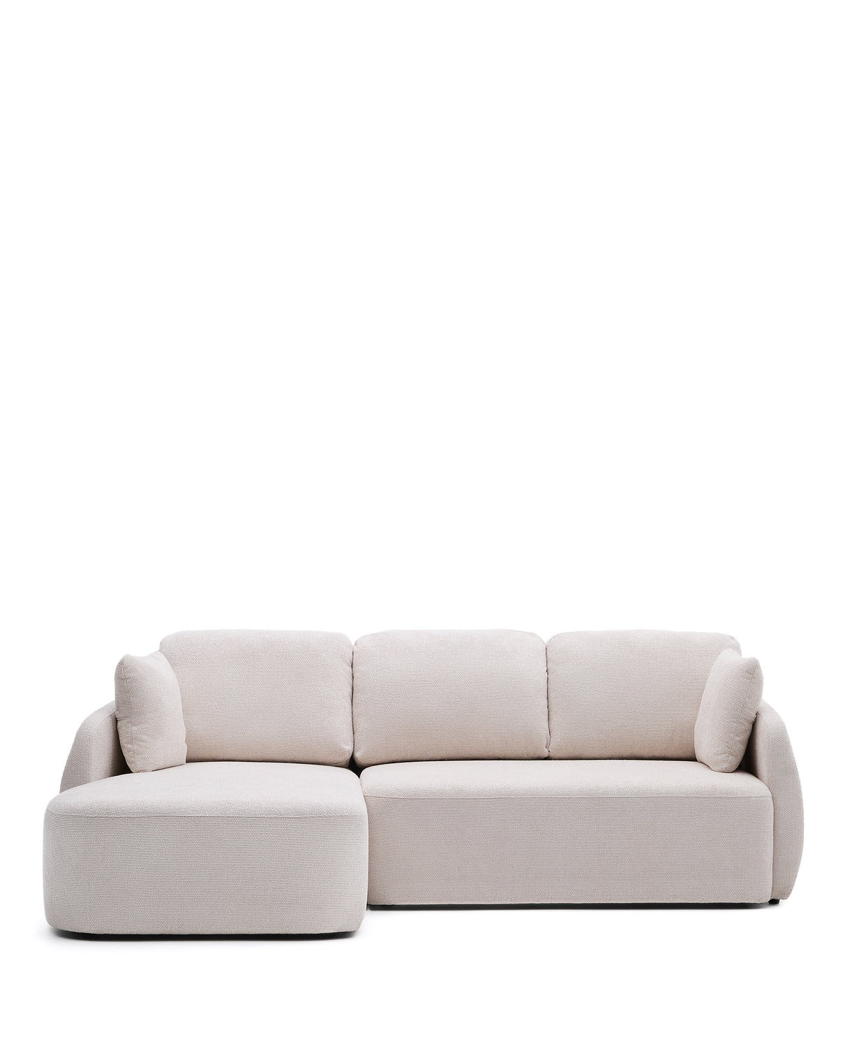 Schlafsofa Laira 3-Sitzer in Chenille mit Chaiselongue links ecru 246 cm FSC Mix Credit - ZEN ZONE Furniture