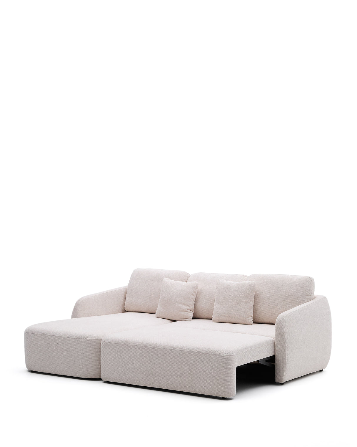 Schlafsofa Laira 3-Sitzer in Chenille mit Chaiselongue links ecru 246 cm FSC Mix Credit - ZEN ZONE Furniture