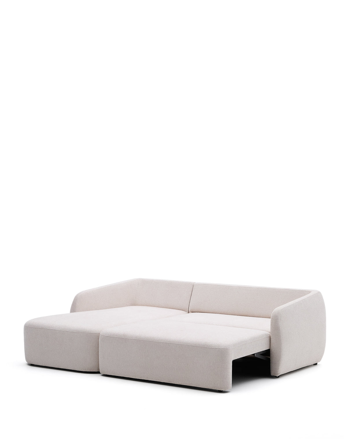 Schlafsofa Laira 3-Sitzer in Chenille mit Chaiselongue links ecru 246 cm FSC Mix Credit - ZEN ZONE Furniture