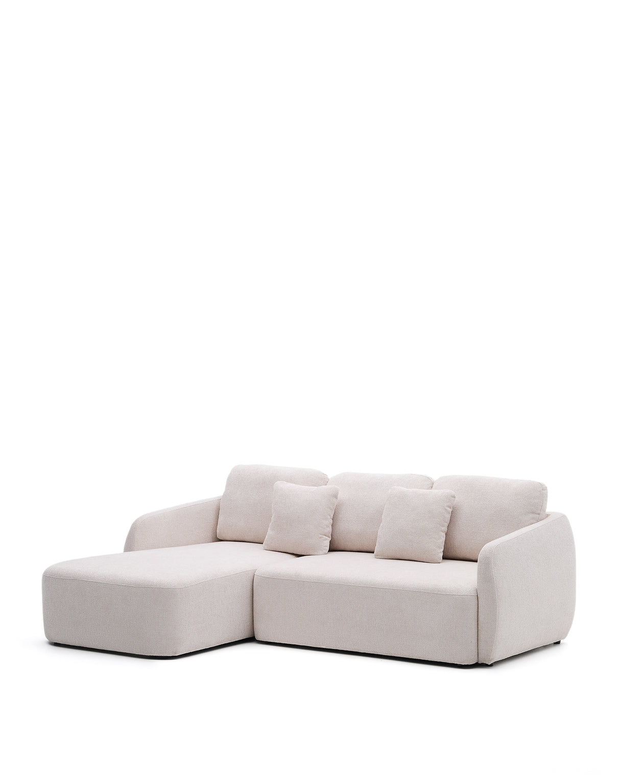 Schlafsofa Laira 3-Sitzer in Chenille mit Chaiselongue links ecru 246 cm FSC Mix Credit - ZEN ZONE Furniture