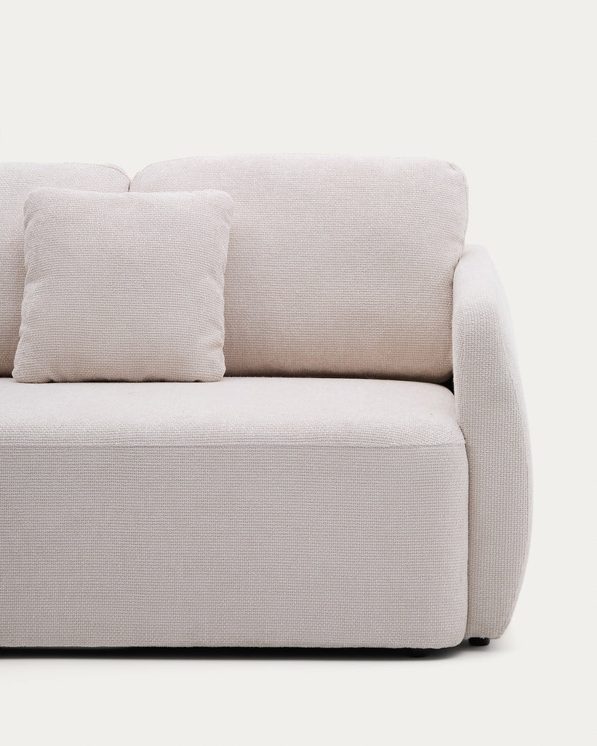 Schlafsofa Laira 3-Sitzer in Chenille mit Chaiselongue links ecru 246 cm FSC Mix Credit - ZEN ZONE Furniture