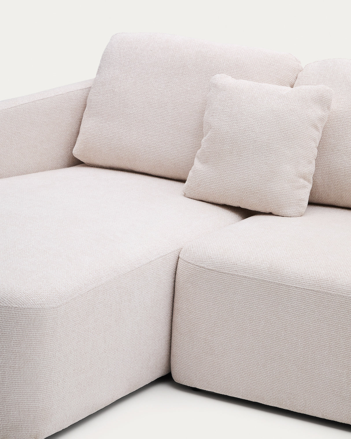 Schlafsofa Laira 3-Sitzer in Chenille mit Chaiselongue links ecru 246 cm FSC Mix Credit - ZEN ZONE Furniture
