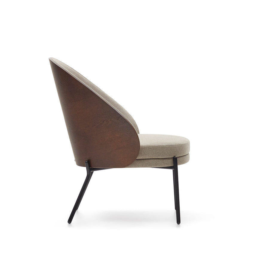 Eamy Sessel hellbraun Eschenfurnier mit Wenge-Finish und Metall in Schwarz - ZEN ZONE Furniture