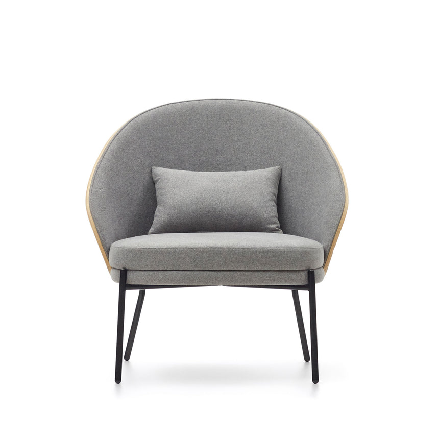 Eamy Sessel hellgrau Eschenfurnier mit natürlichem Finish und Metall in Schwarz - ZEN ZONE Furniture