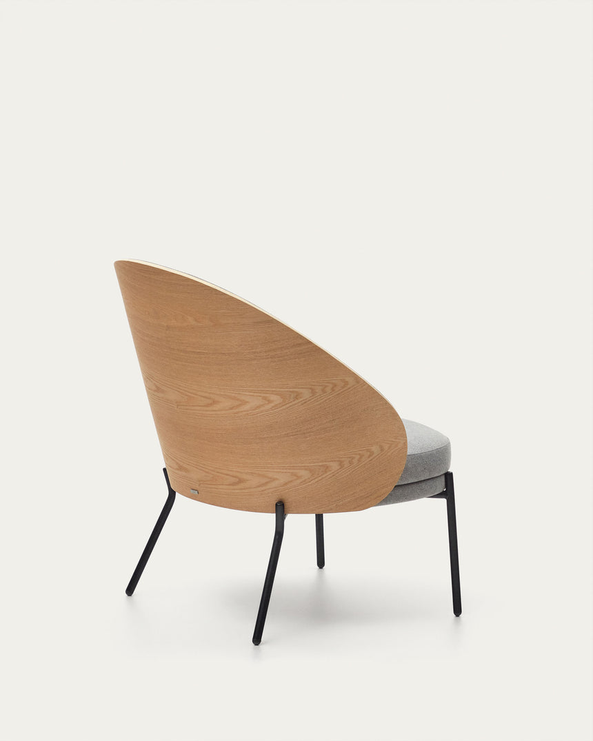 Eamy Sessel hellgrau Eschenfurnier mit natürlichem Finish und Metall in Schwarz - ZEN ZONE Furniture