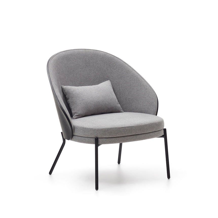 Eamy Sessel hellgrau Eschenfurnier mit schwarzem Finish und Metall in Schwarz - ZEN ZONE Furniture