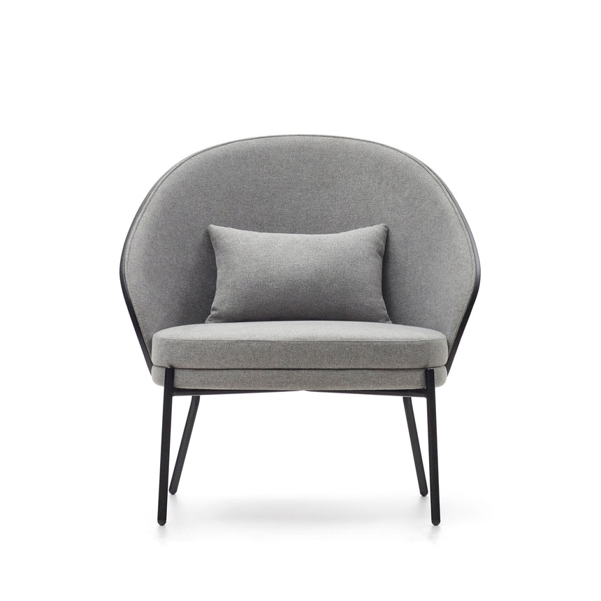 Eamy Sessel hellgrau Eschenfurnier mit schwarzem Finish und Metall in Schwarz - ZEN ZONE Furniture
