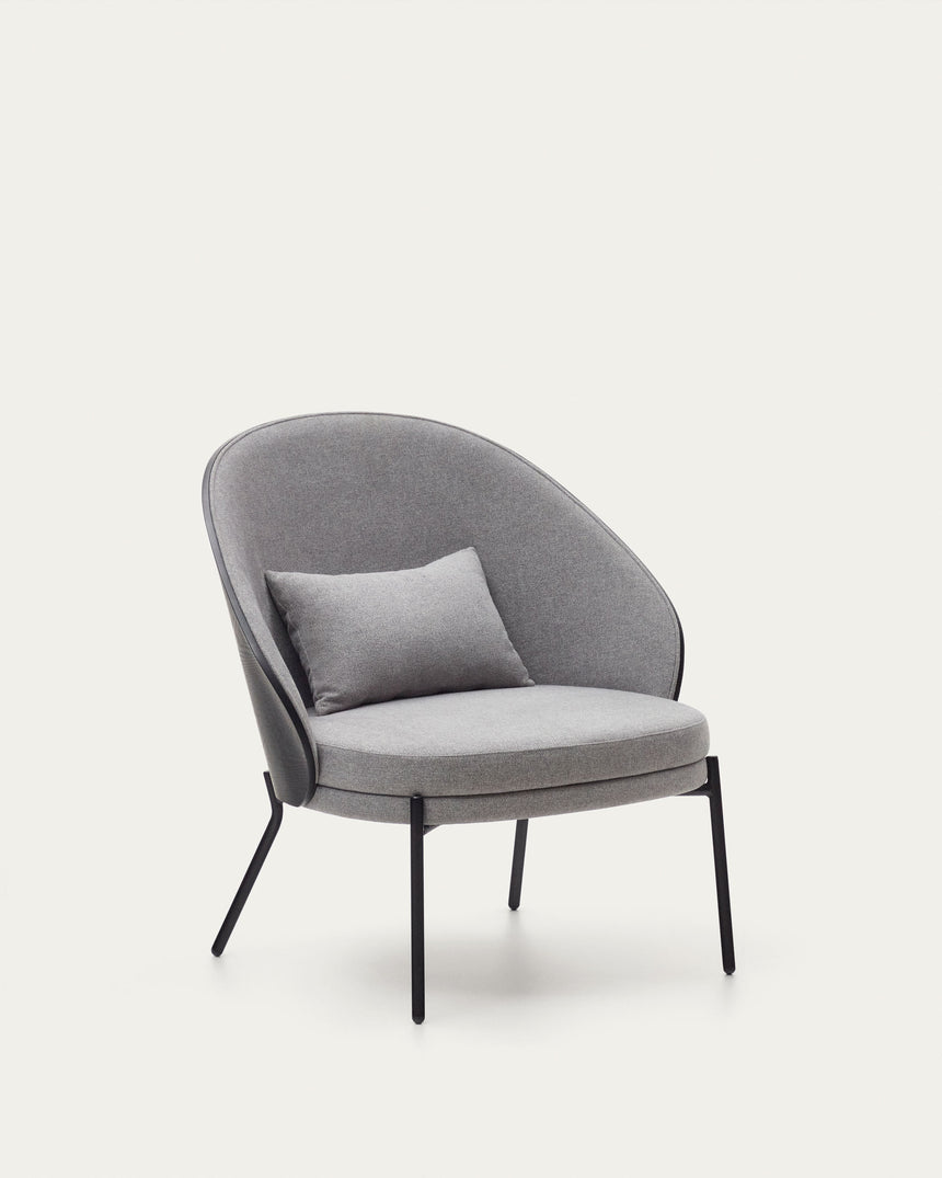 Eamy Sessel hellgrau Eschenfurnier mit schwarzem Finish und Metall in Schwarz - ZEN ZONE Furniture