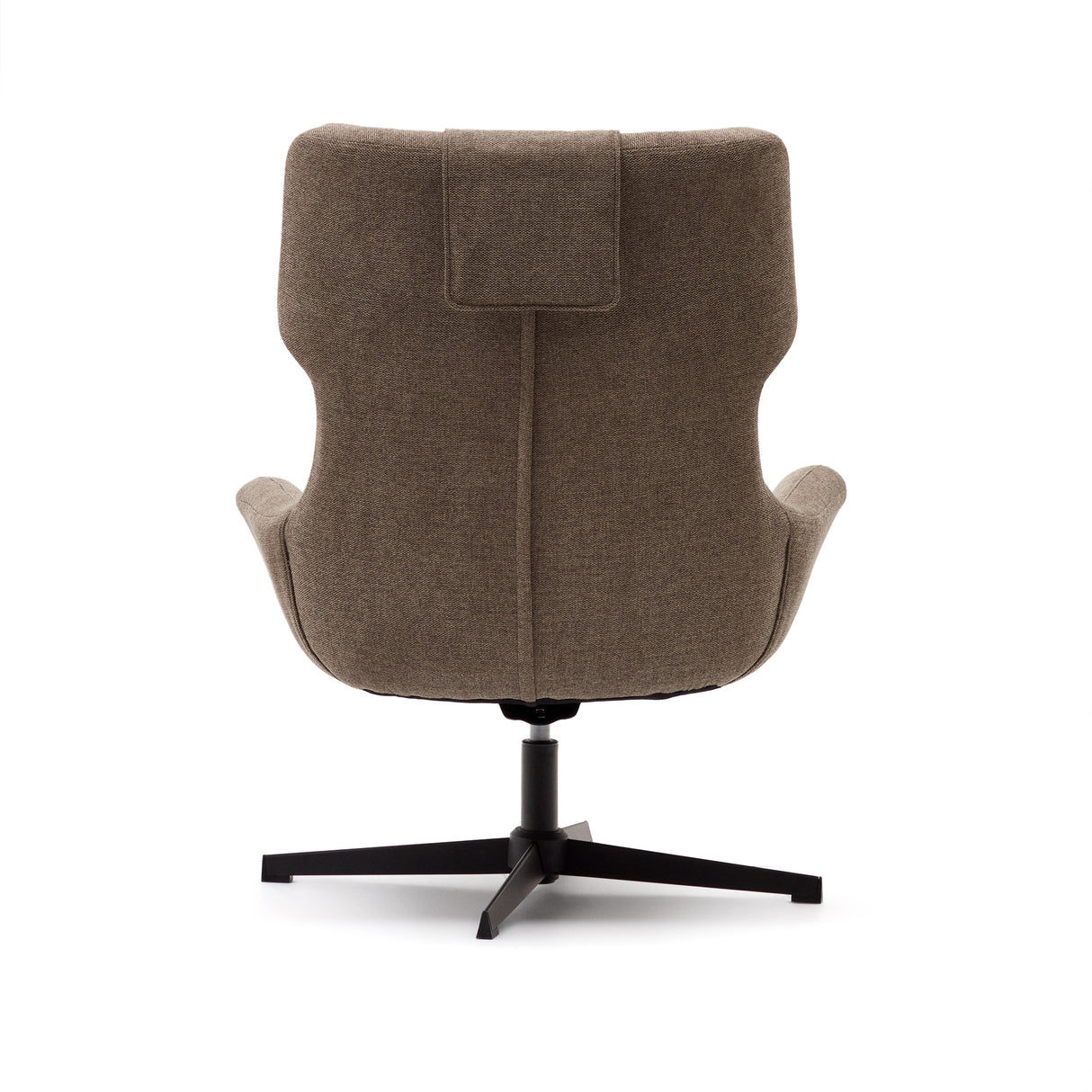 Zalina Drehsessel aus hellbraunem Chenille und Stahl mit schwarzem Finish FSC 100% - ZEN ZONE Furniture