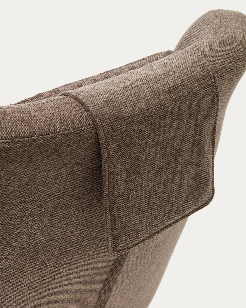 Zalina Drehsessel aus hellbraunem Chenille und Stahl mit schwarzem Finish FSC 100% - ZEN ZONE Furniture