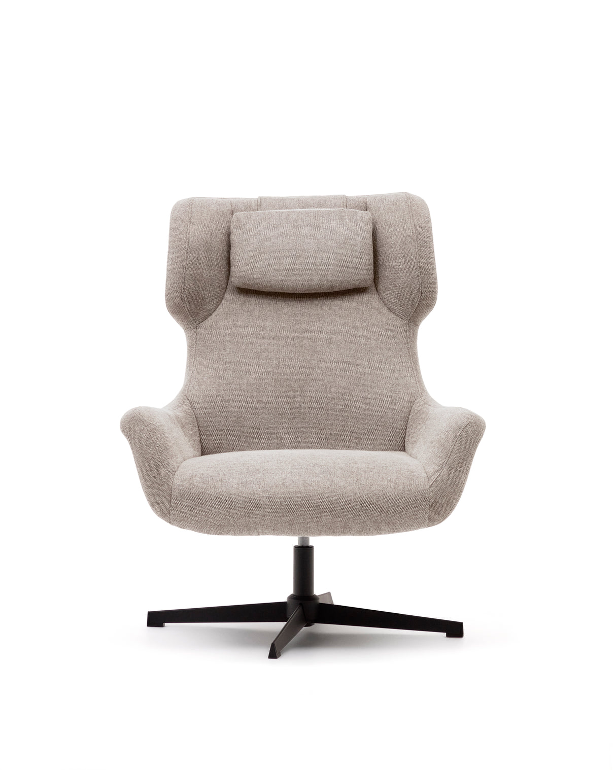 Zalina Drehsessel aus beigefarbenem Chenille und Stahl mit schwarzem Finish FSC 100% - ZEN ZONE Furniture