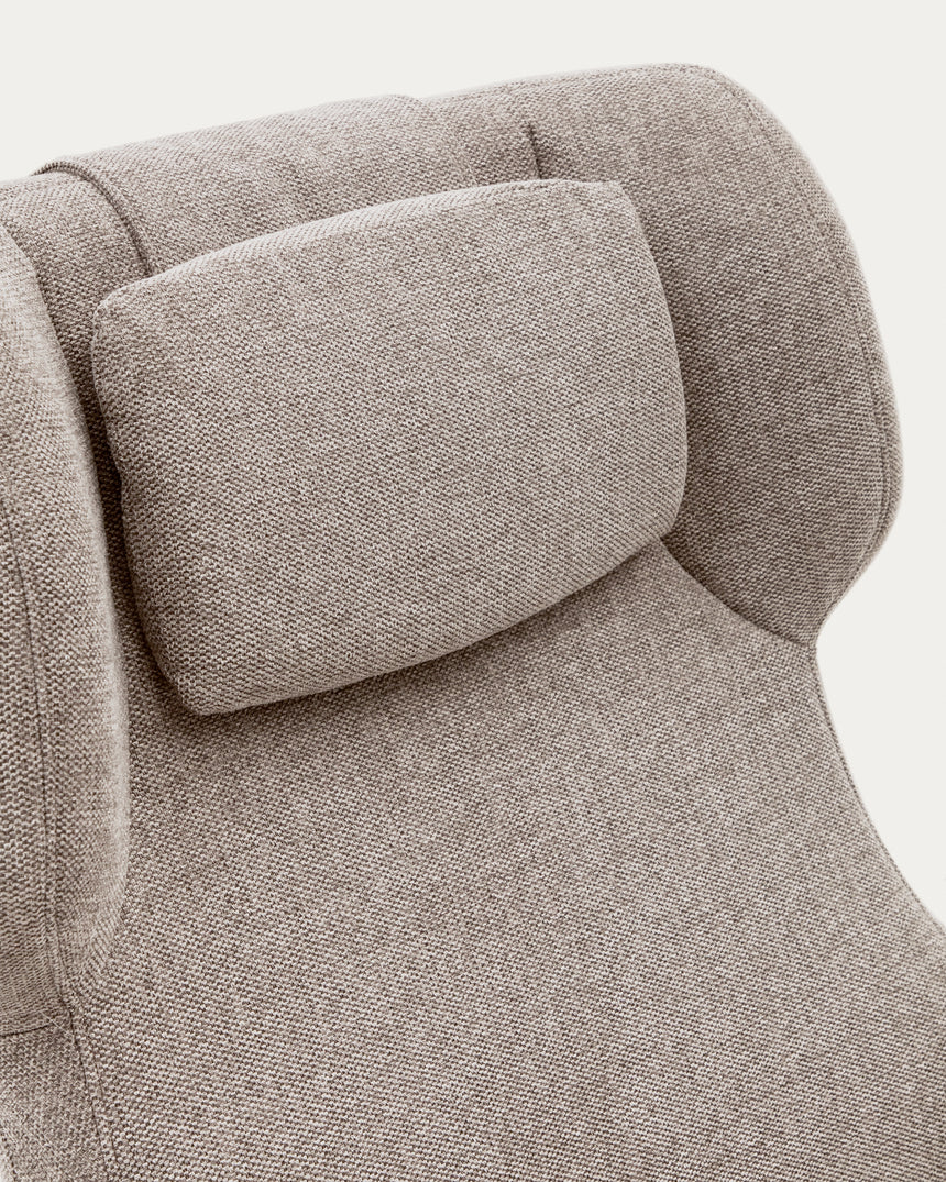 Zalina Drehsessel aus beigefarbenem Chenille und Stahl mit schwarzem Finish FSC 100% - ZEN ZONE Furniture