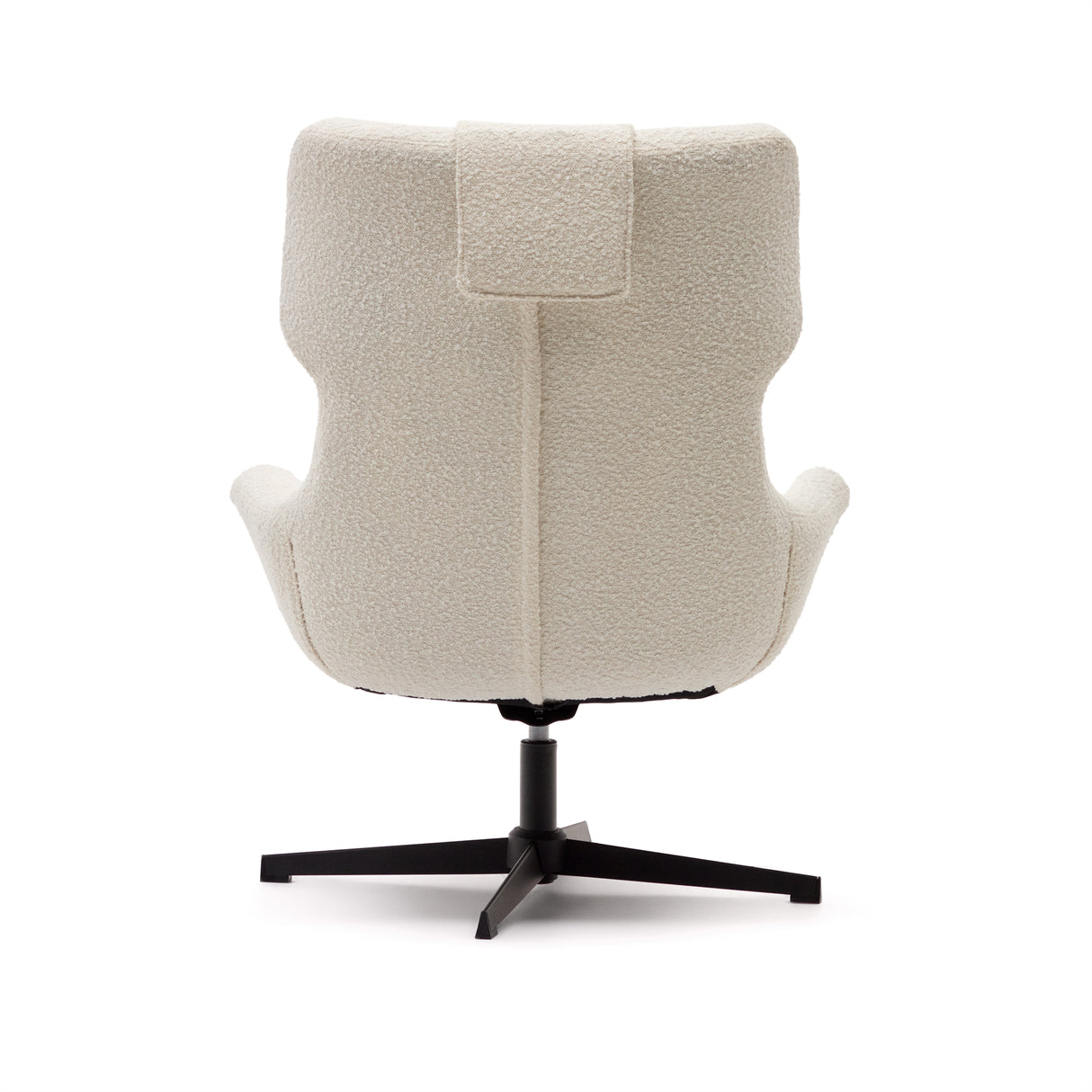 Zalina Drehsessel aus weißem Bouclé und Stahl mit schwarzem Finish FSC 100% - ZEN ZONE Furniture