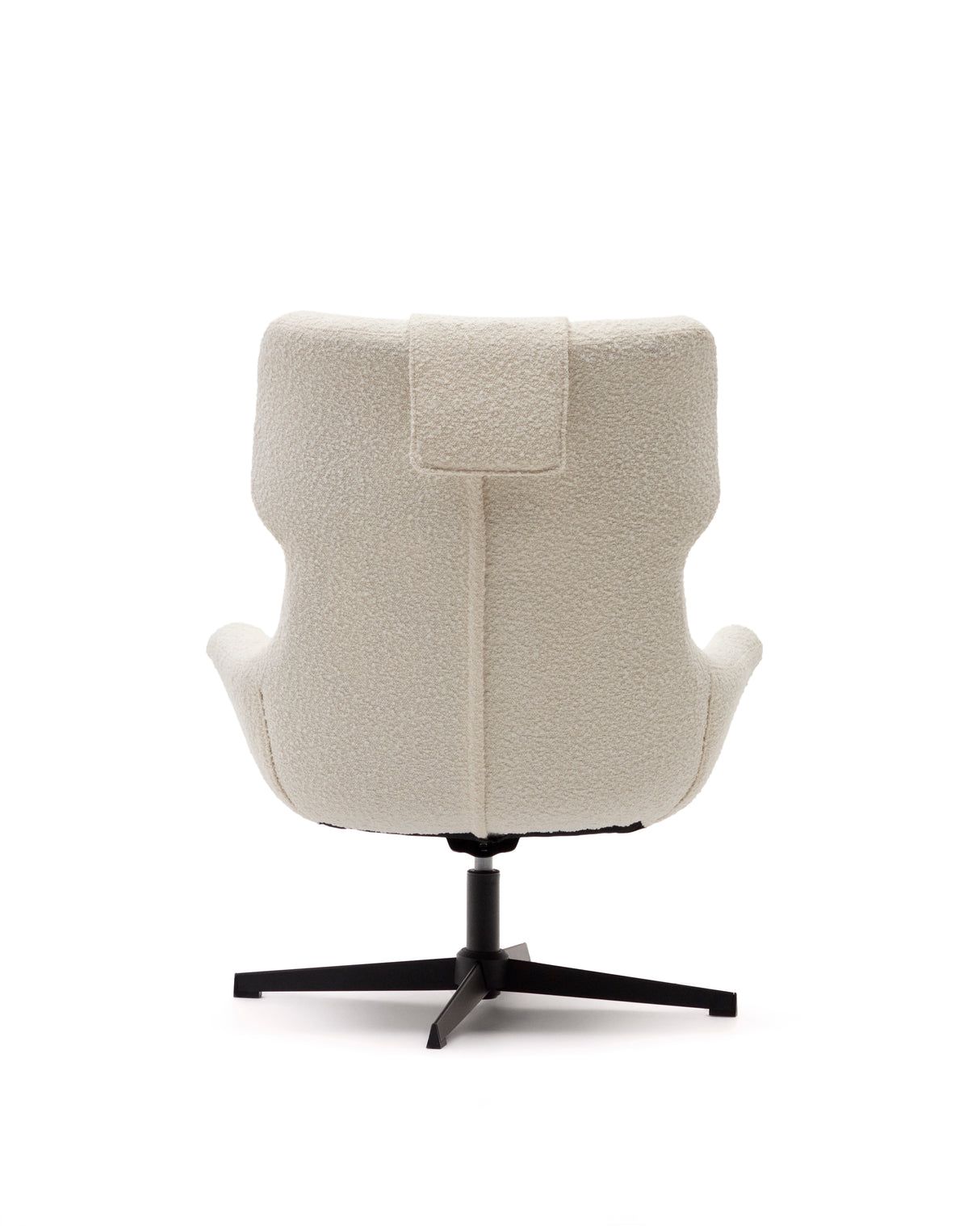 Zalina Drehsessel aus weißem Bouclé und Stahl mit schwarzem Finish FSC 100% - ZEN ZONE Furniture