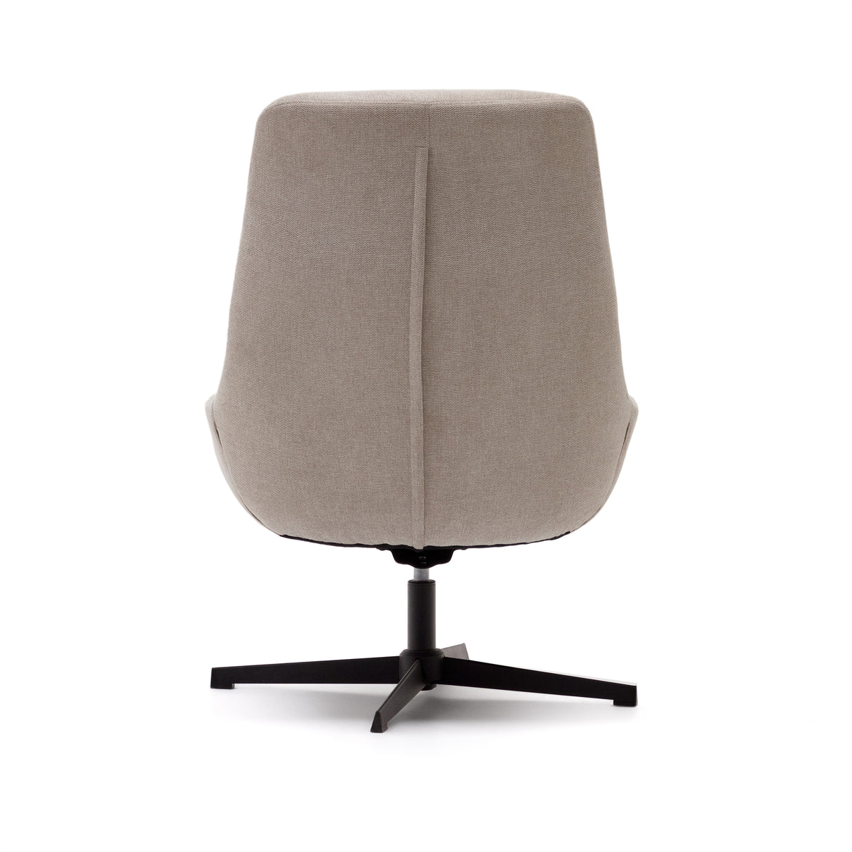 Celida Drehsessel aus beigefarbenem Chenille und Stahl mit schwarzem Finish FSC 100% - ZEN ZONE Furniture