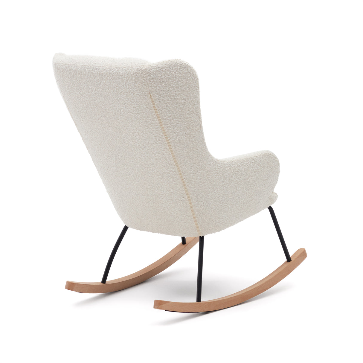 Maustin Schaukelstuhl mit weißem Bouclé und Gestell aus Stahl und Buchenholz - ZEN ZONE Furniture