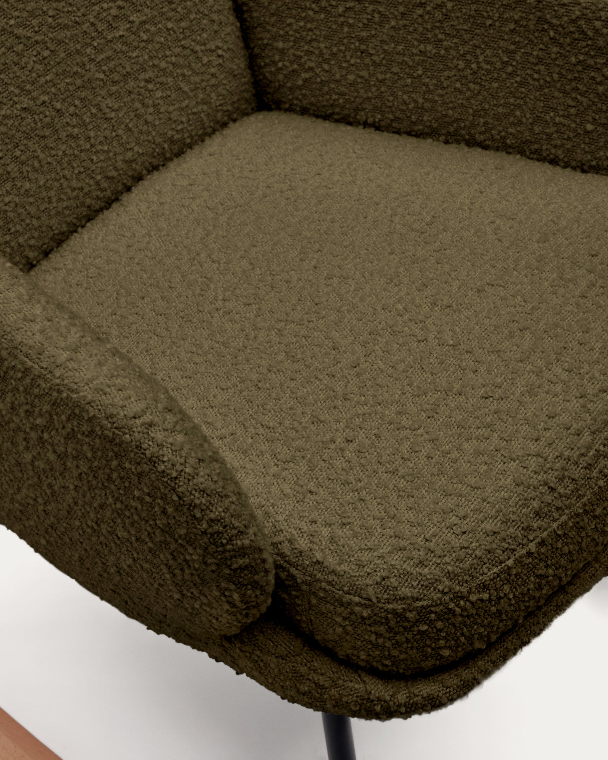 Maustin Schaukelstuhl mit dunkelgrünem Bouclé und Gestell aus Stahl und Buchenholz - ZEN ZONE Furniture