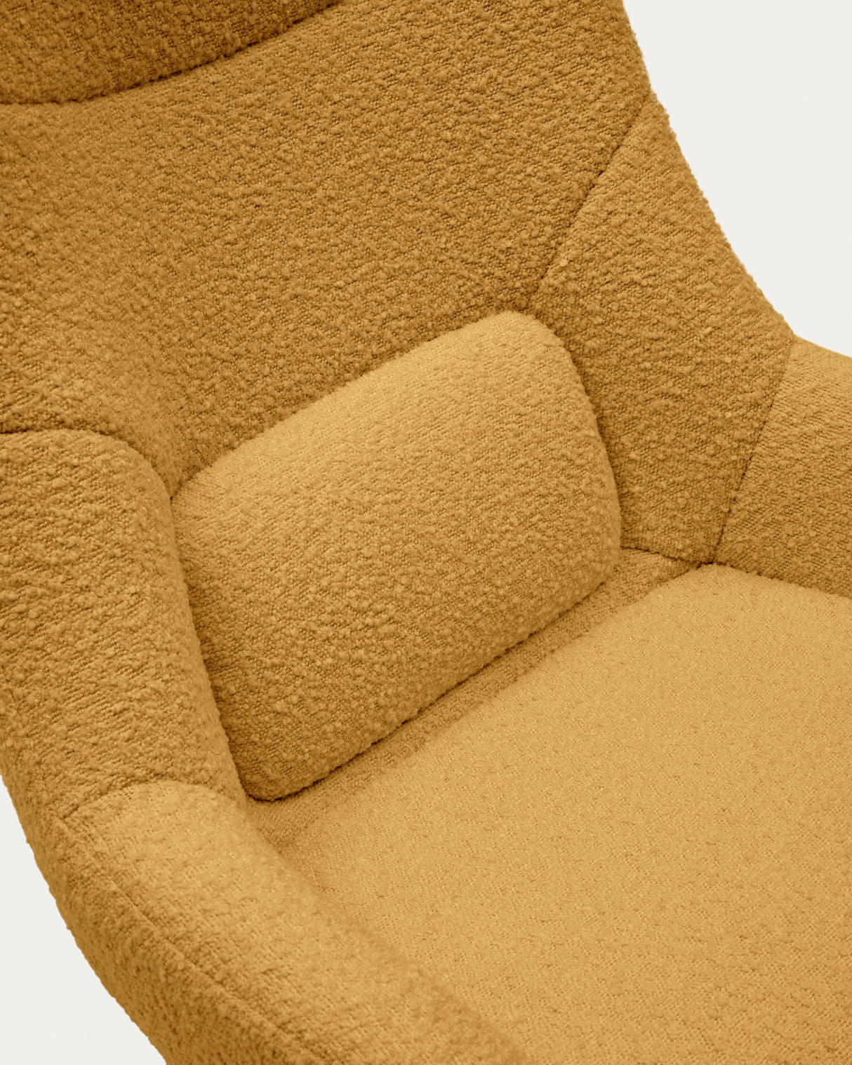 Celida Drehsessel aus senffarbenem Bouclé und Stahl mit schwarzem Finish FSC 100% - ZEN ZONE Furniture