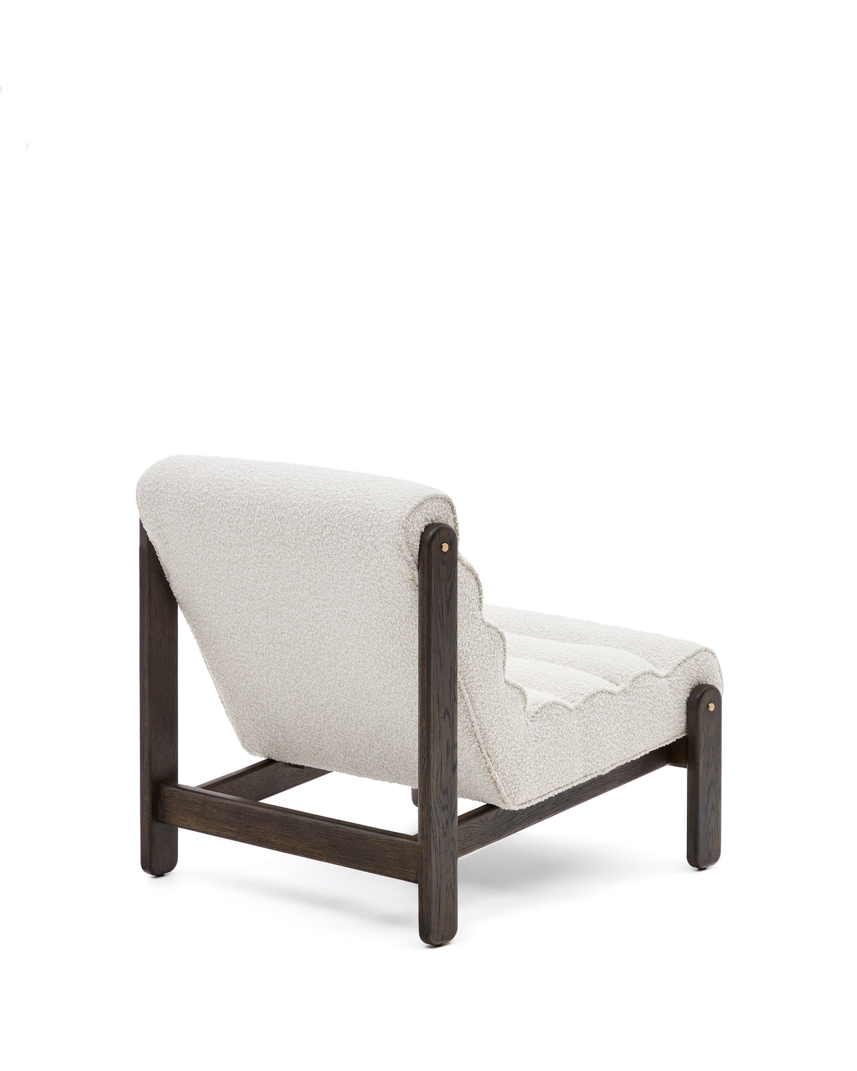 Sessel Magira weißes Bouclé und massives Eichenholz mit dunklem Finish - ZEN ZONE Furniture
