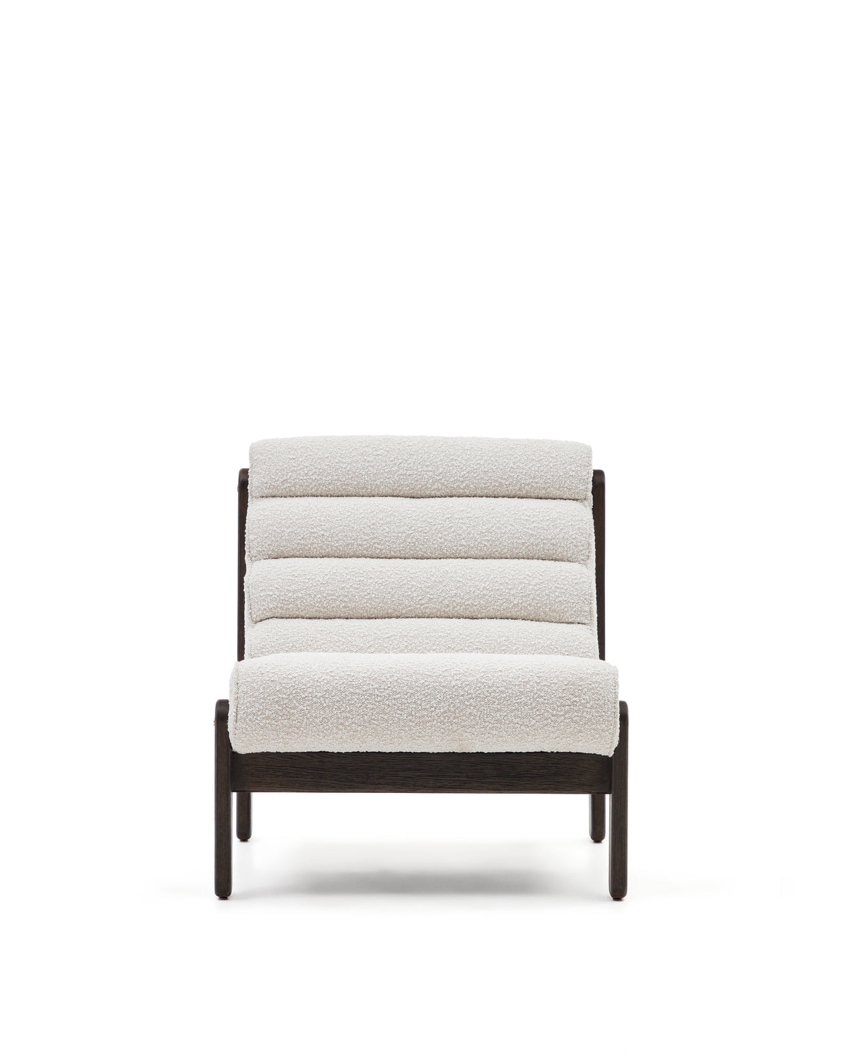 Sessel Magira weißes Bouclé und massives Eichenholz mit dunklem Finish - ZEN ZONE Furniture