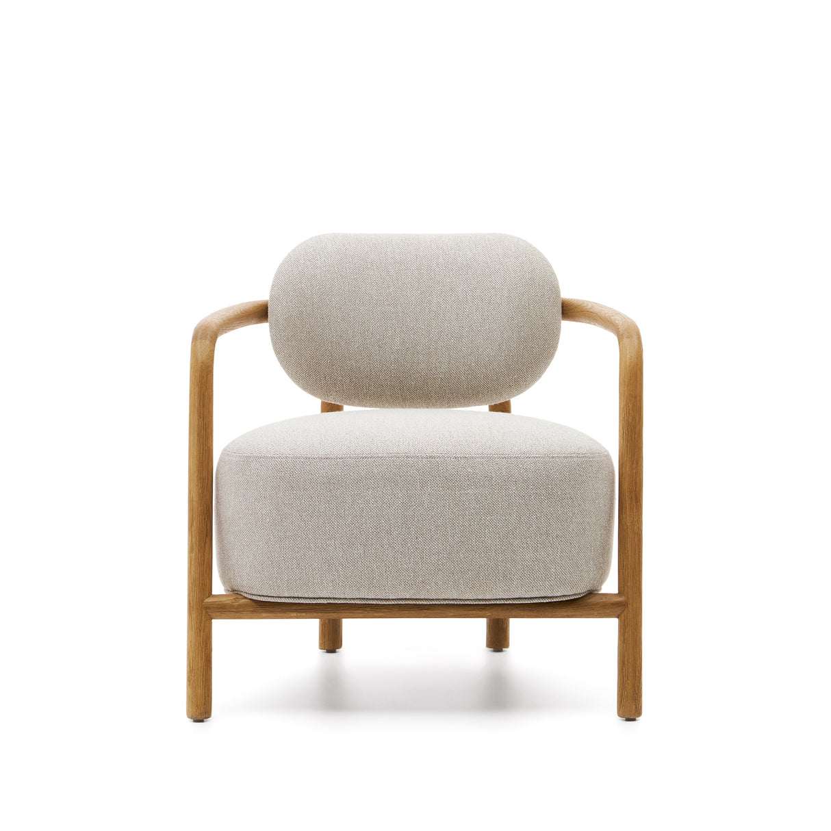 Melqui beiger Sessel aus massivem Eichenholz mit natürlichem Finish - ZEN ZONE Furniture