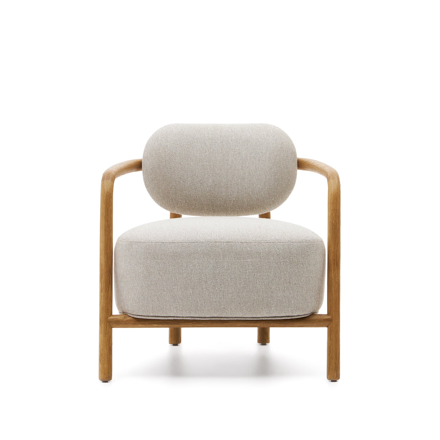 Melqui beiger Sessel aus massivem Eichenholz mit natürlichem Finish - ZEN ZONE Furniture