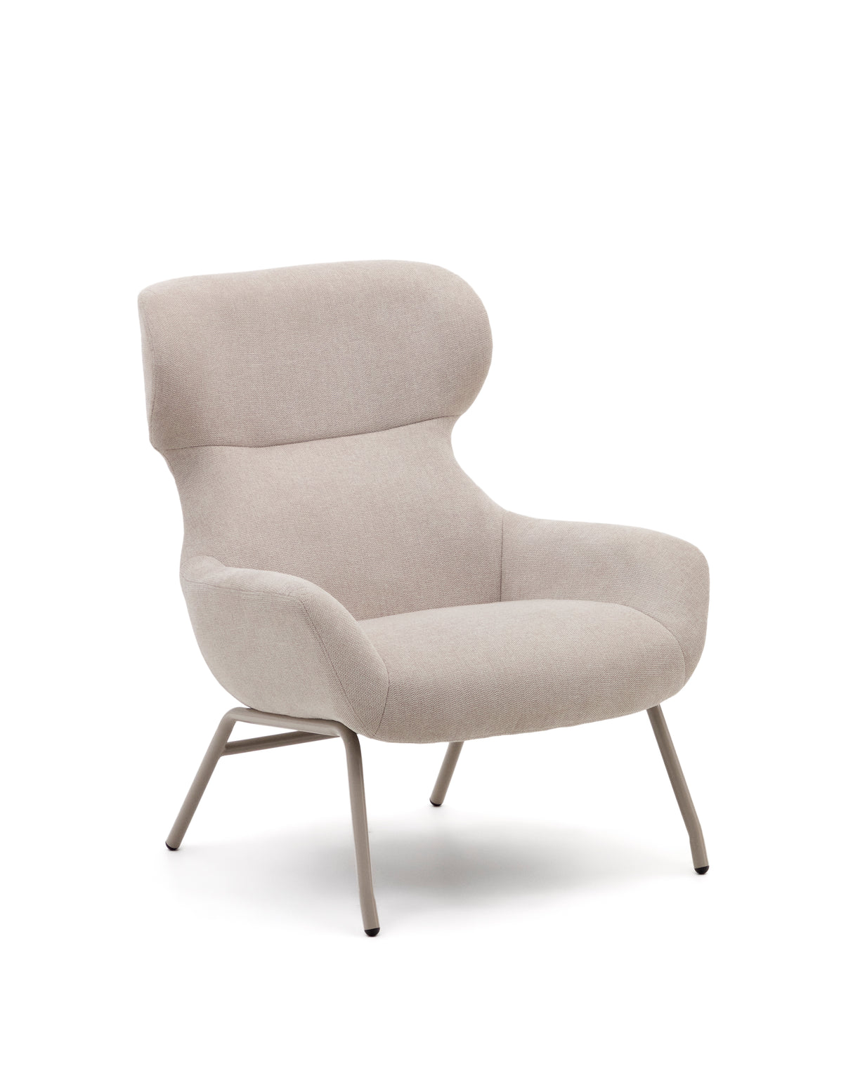 Belina Sessel aus Chenille in Beige und Stahl mit weißem Finish FSC 100% - ZEN ZONE Furniture