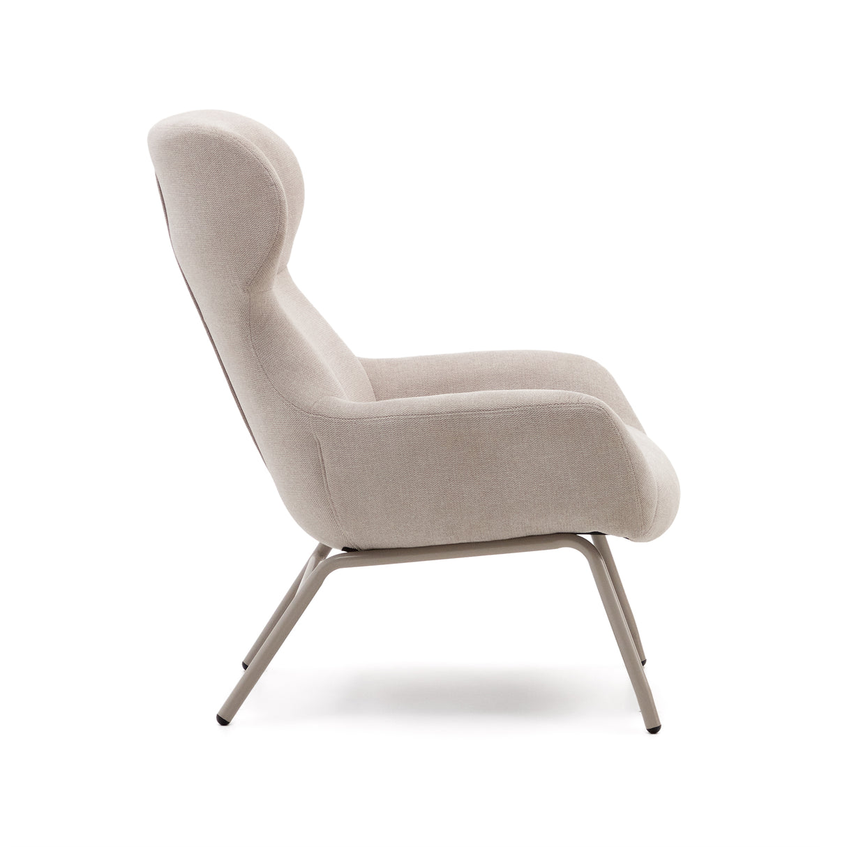 Belina Sessel aus Chenille in Beige und Stahl mit weißem Finish FSC 100% - ZEN ZONE Furniture