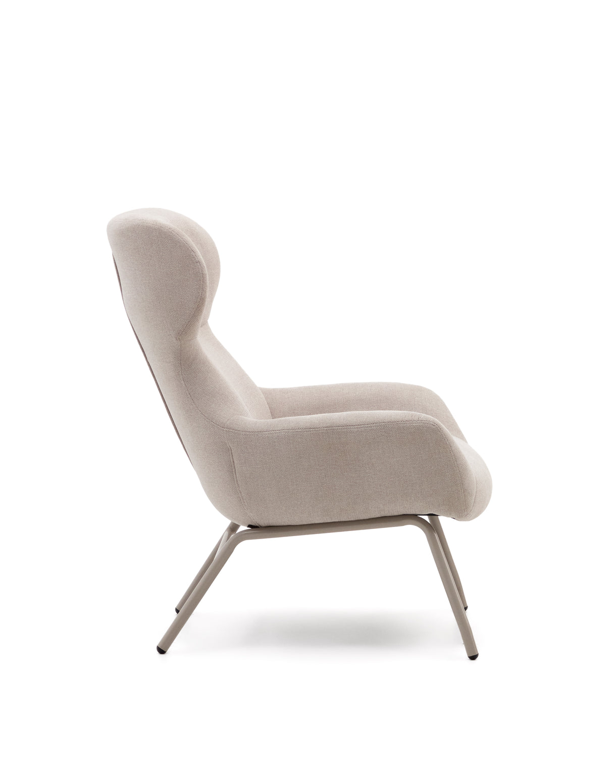 Belina Sessel aus Chenille in Beige und Stahl mit weißem Finish FSC 100% - ZEN ZONE Furniture