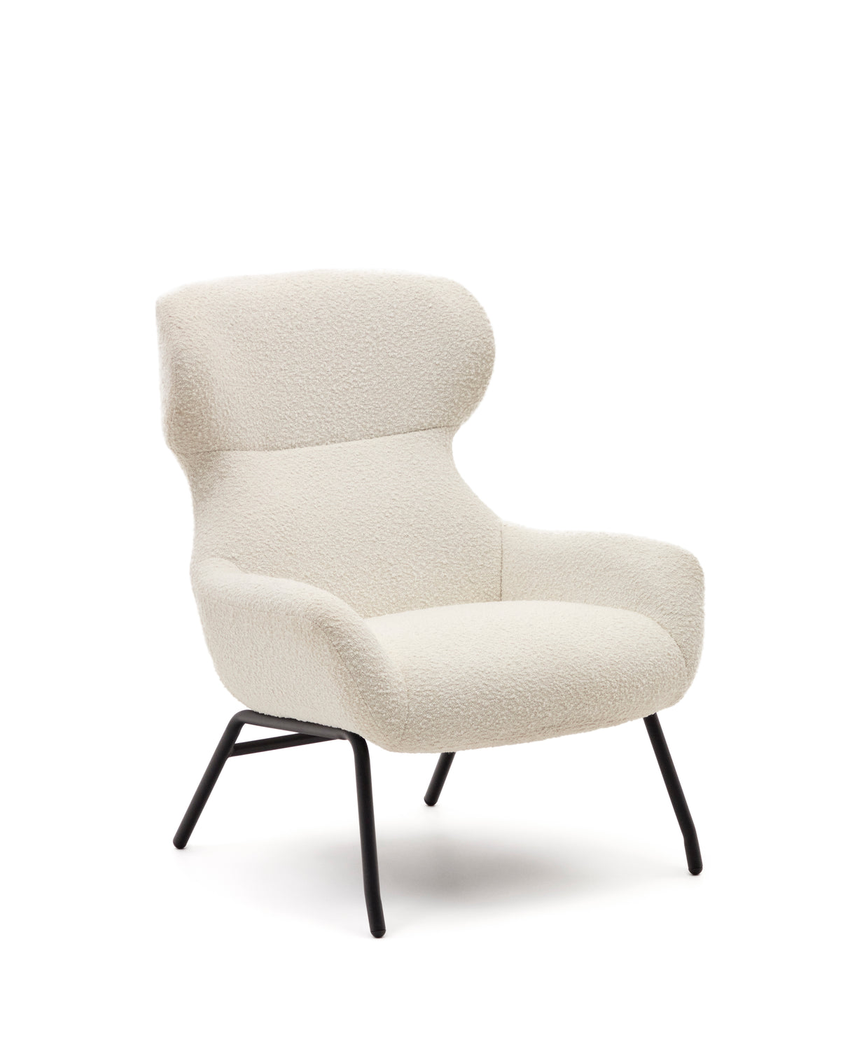 Belina Sessel aus weißem Bouclé und Stahl mit schwarzem Finish FSC 100% - ZEN ZONE Furniture
