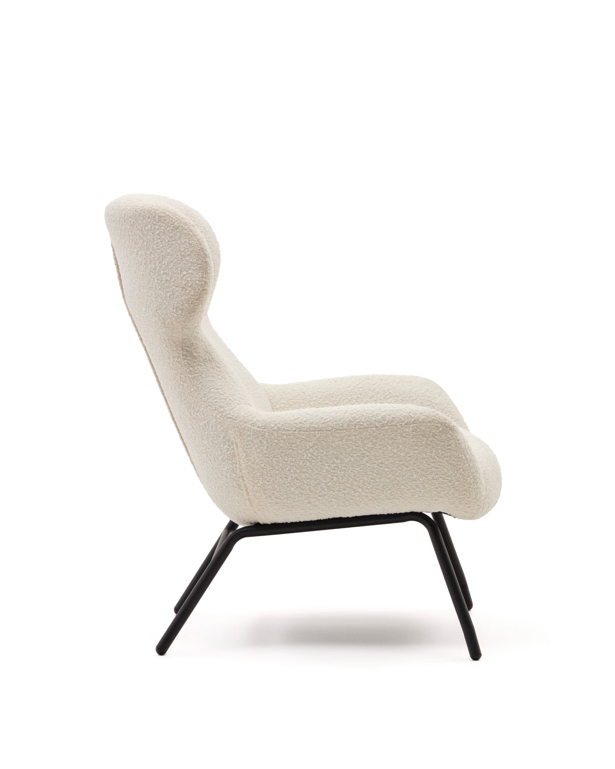 Belina Sessel aus weißem Bouclé und Stahl mit schwarzem Finish FSC 100% - ZEN ZONE Furniture