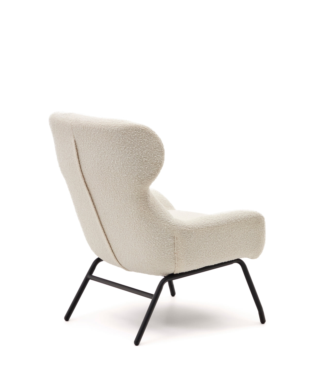 Belina Sessel aus weißem Bouclé und Stahl mit schwarzem Finish FSC 100% - ZEN ZONE Furniture