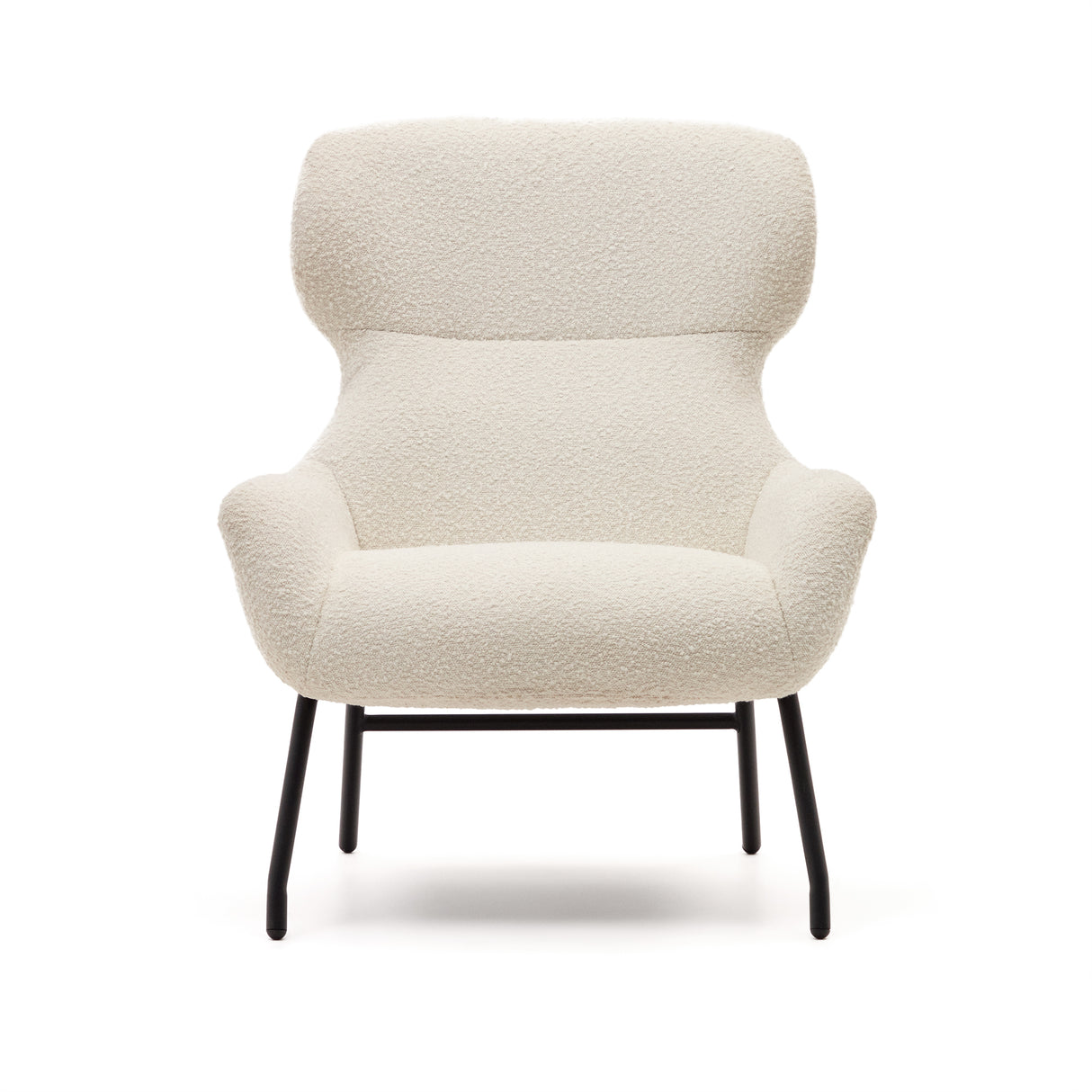 Belina Sessel aus weißem Bouclé und Stahl mit schwarzem Finish FSC 100% - ZEN ZONE Furniture
