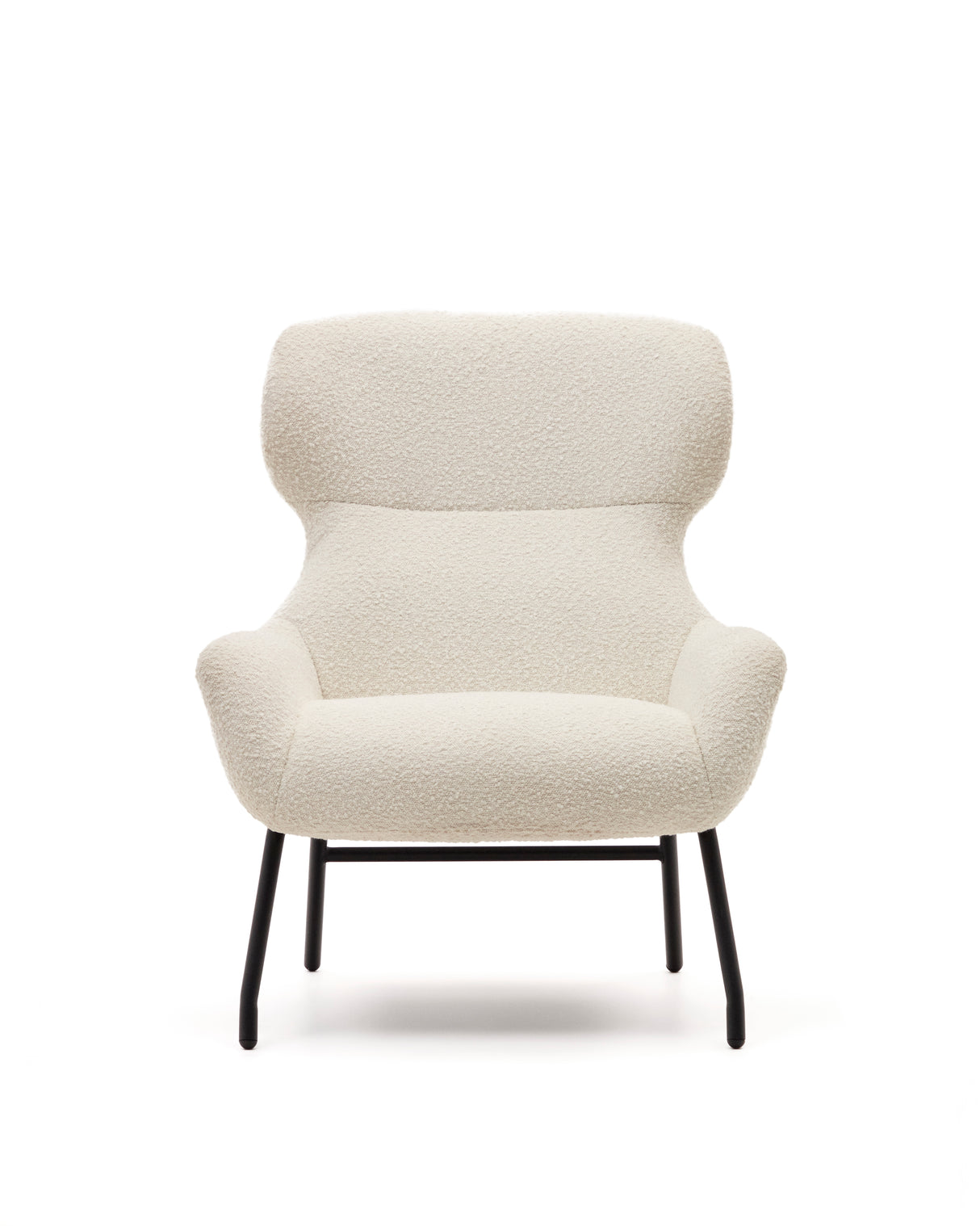 Belina Sessel aus weißem Bouclé und Stahl mit schwarzem Finish FSC 100% - ZEN ZONE Furniture