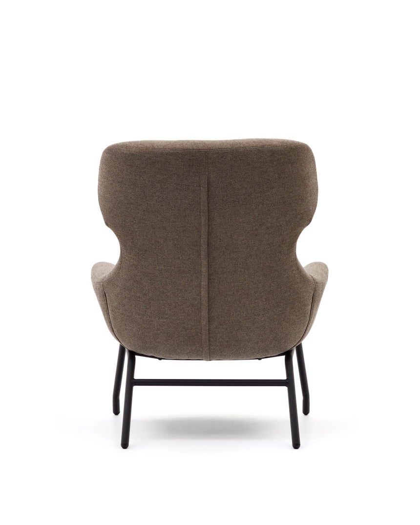 Belina Sessel mit Chenille in Hellbraun und Stahl mit schwarzem Finish FSC 100% - ZEN ZONE Furniture