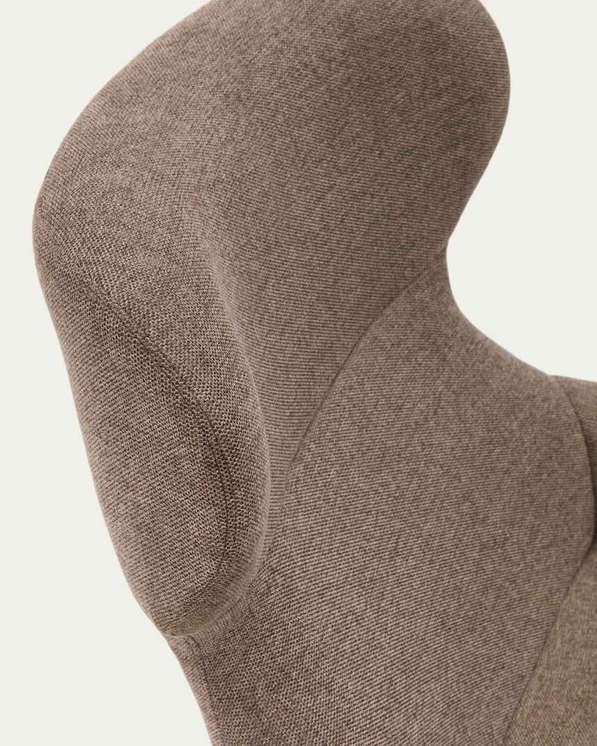 Belina Sessel mit Chenille in Hellbraun und Stahl mit schwarzem Finish FSC 100% - ZEN ZONE Furniture