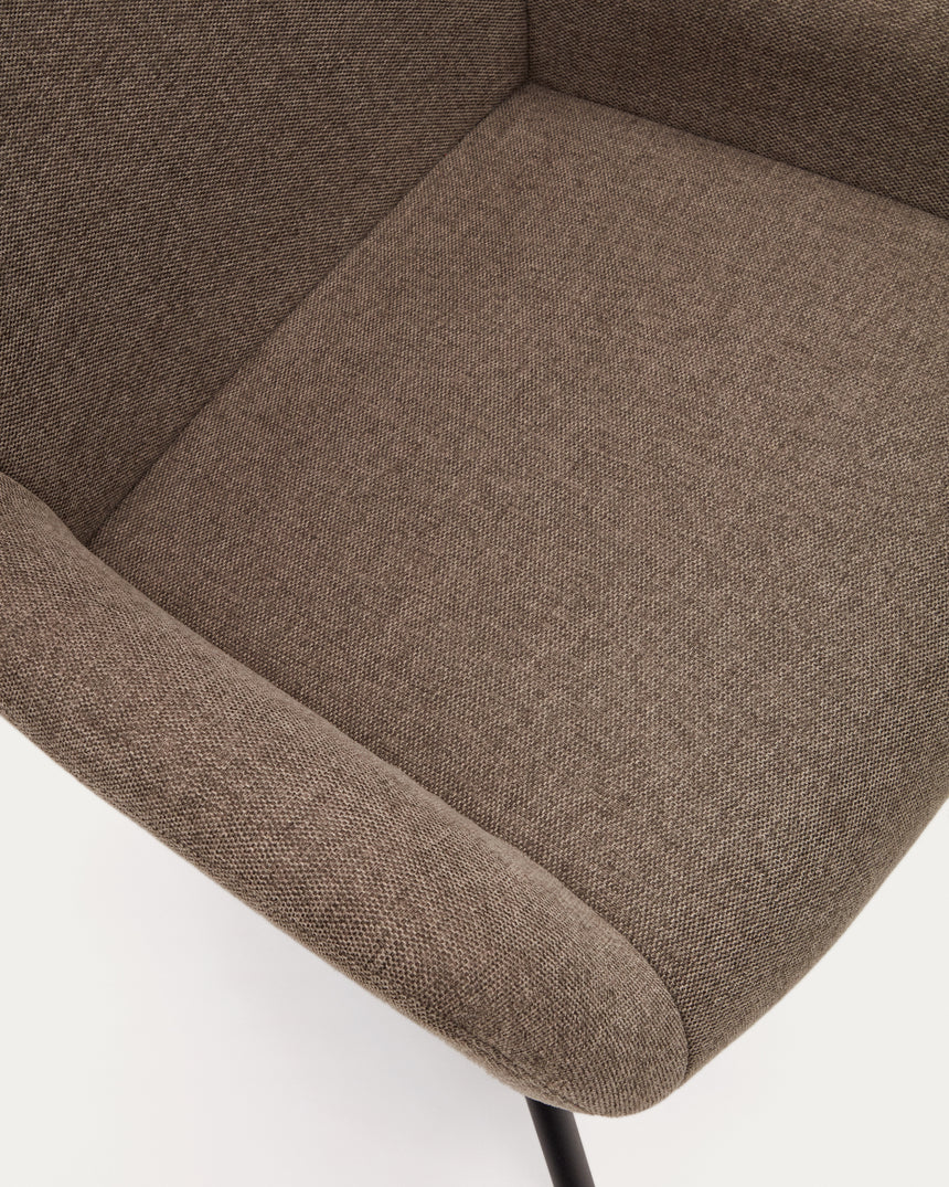 Belina Sessel mit Chenille in Hellbraun und Stahl mit schwarzem Finish FSC 100% - ZEN ZONE Furniture