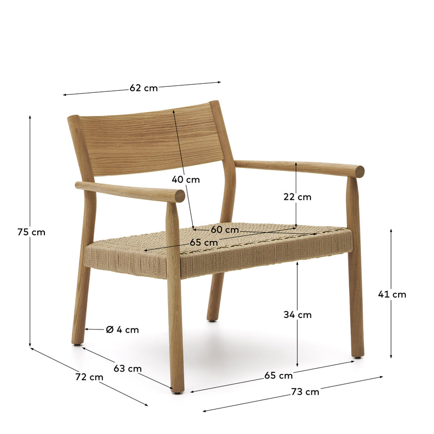 Yalia Sessel massives Eichenholz mit natürlichem Finish und Sitz aus Papierseil 100% FSC - ZEN ZONE Furniture