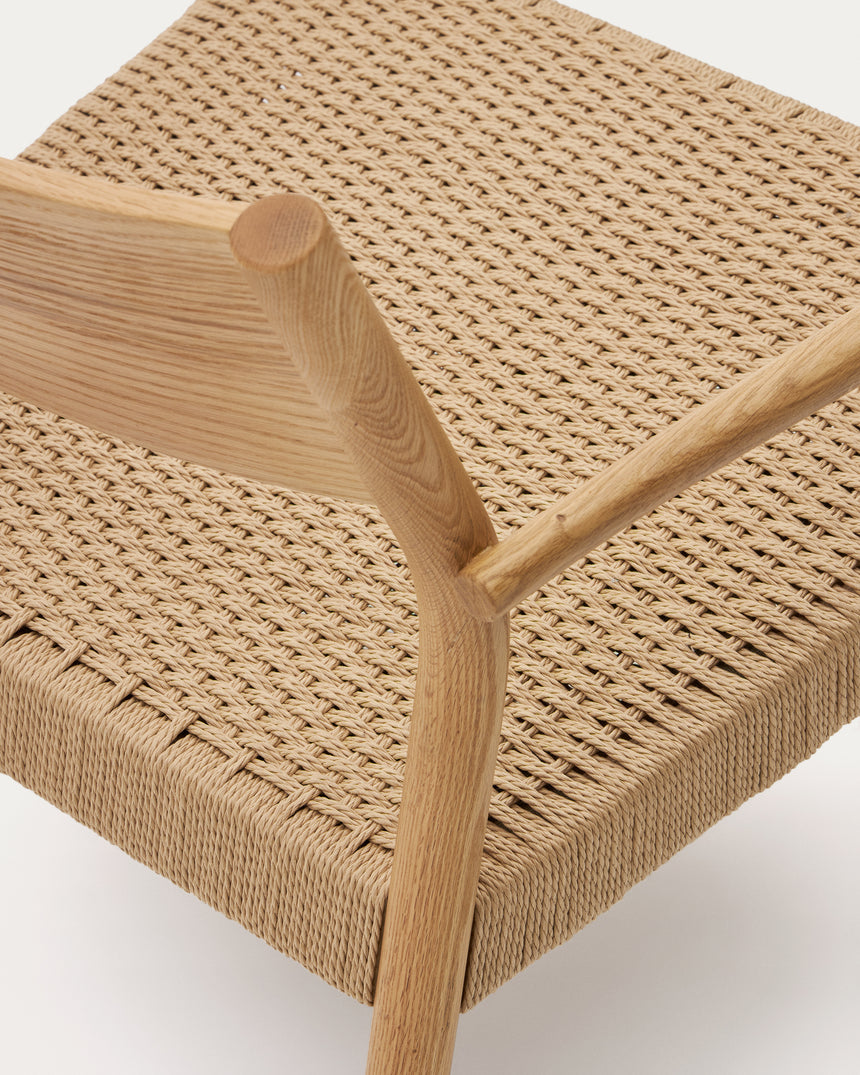 Yalia Sessel massives Eichenholz mit natürlichem Finish und Sitz aus Papierseil 100% FSC - ZEN ZONE Furniture
