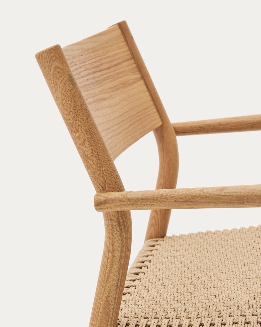Yalia Sessel massives Eichenholz mit natürlichem Finish und Sitz aus Papierseil 100% FSC - ZEN ZONE Furniture