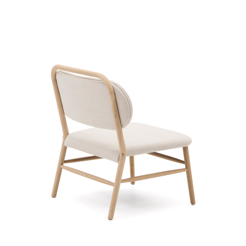 Sessel Helda aus beigefarbenem Chenille und massivem Eichenholz FSC Mix Credit - ZEN ZONE Furniture
