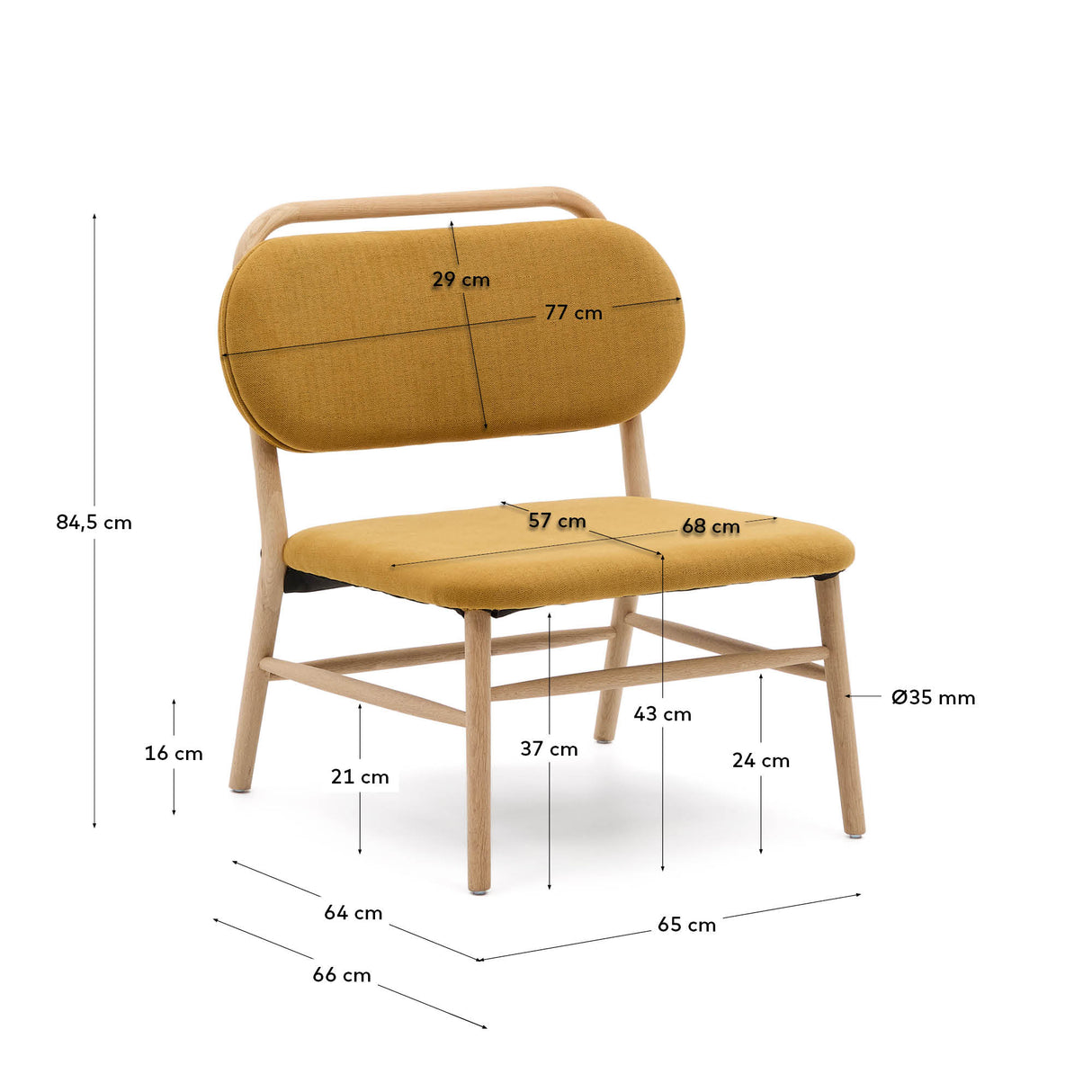 Sessel Helda aus senfgelbem Chenille und massivem Eichenholz FSC Mix Credit - ZEN ZONE Furniture