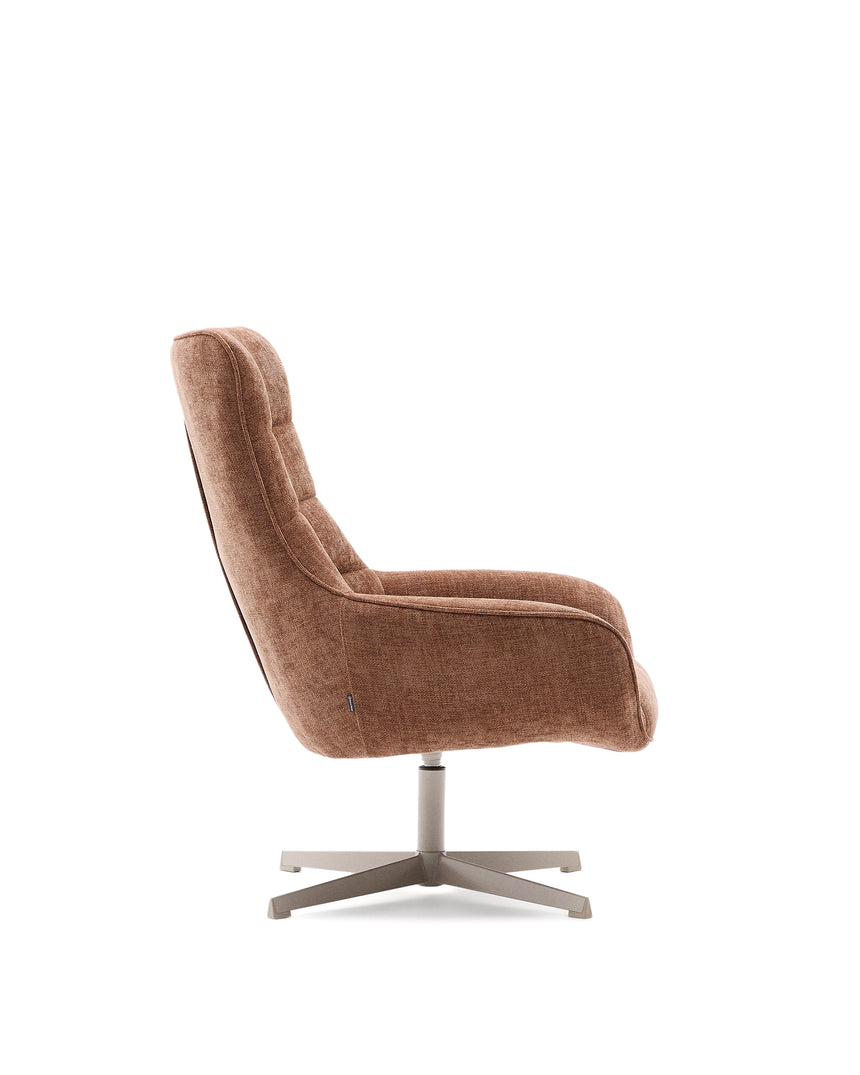 Sessel Teryl aus hellbrauner Chenille und Metall mit grauer Oberfläche FSC 100% - ZEN ZONE Furniture